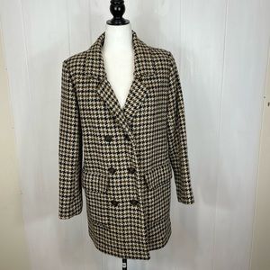 Vintage Wool Houndstooth Double Breasted Blazer Sz M